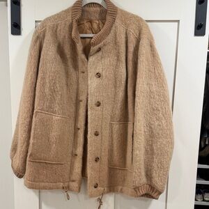 Women's Tan Wool Bomber Jacket
